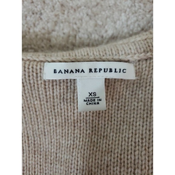BANANA REPUBLIC ~Woman Size XS~ Beige Knit Wool Blend Button-Up Vest Hooded Top. - Picture 5 of 12